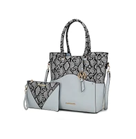 Mkf Collection Iris Snake Embossed Tote Bag with matching Wristlet Pouch by Mia K