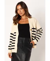 Women's Sapphire Striped Button Front Cardigan