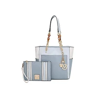 Mkf Collection Rochelle Color Block Tote Bag with Wristlet by Mia K