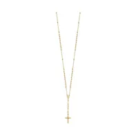 14k Gold Diamond-cut Beaded Rosary Pendant Necklace 24