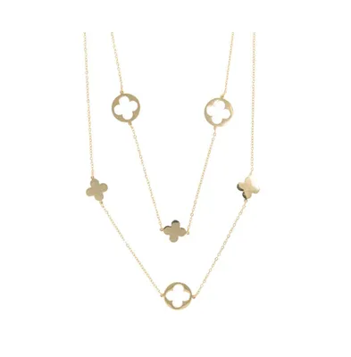 316L Stainless Steel Hot Girl Gold Layered Quatrefoil Necklace