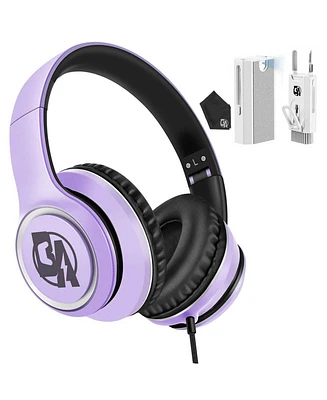 X8 Over-Ear Wired Headphones with Microphone Lightweight Foldable & Portable Headphones (Dark Purple)