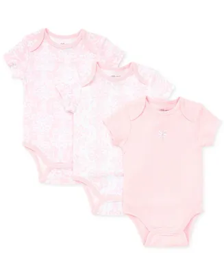 Little Me Baby Girls Damask Short Sleeved Bodysuits, Pack of 3