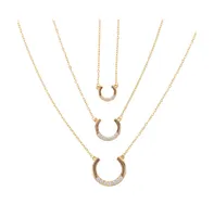 316L Slayer Gold-Tone Crystal Horseshoe Necklace Trio