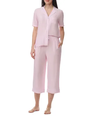 Splendid Women's 2-Pc. Notched-Collar Cropped Pajamas Set