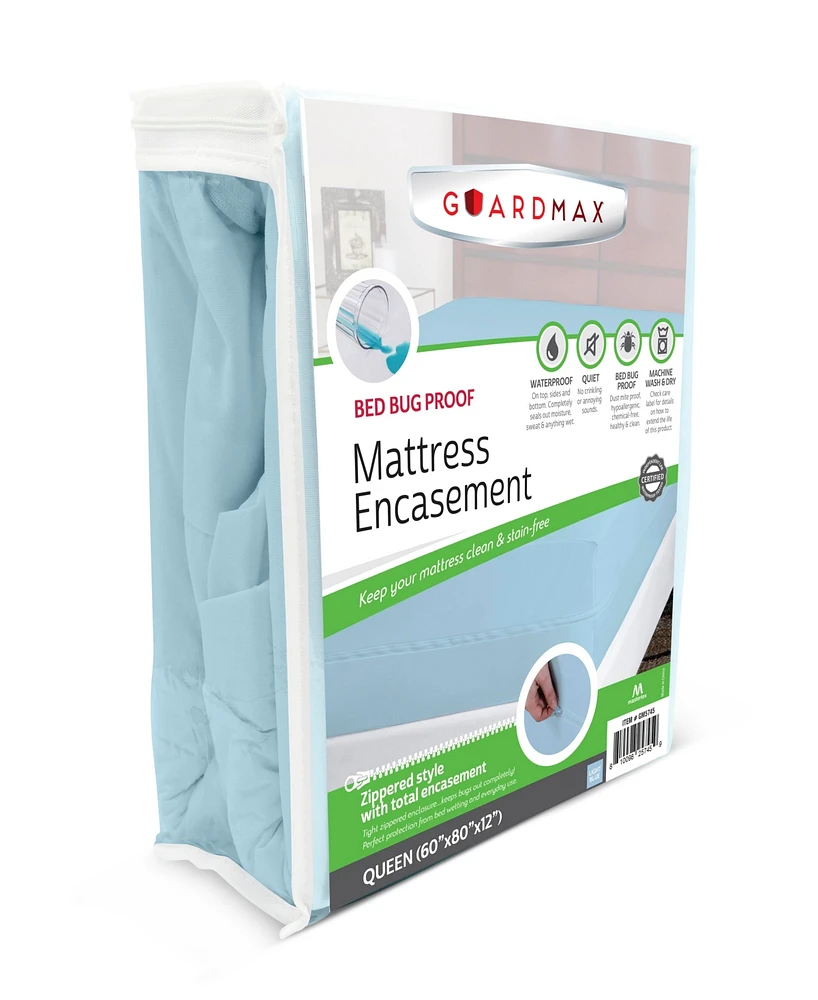 Guardmax Waterproof Zippered Mattress Encasement - Queen (11-13 Deep) Grey