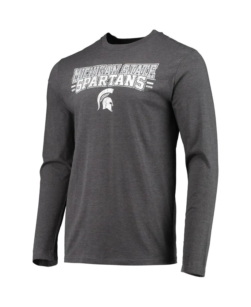 Men's Concepts Sport Green, Heathered Charcoal Distressed Michigan State Spartans Meter Long Sleeve T-shirt and Pants Sleep Set