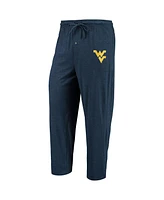 Men's Concepts Sport Navy, Heathered Charcoal Distressed West Virginia Mountaineers Meter Long Sleeve T-shirt and Pants Sleep Set