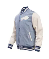 Men's Pro Standard Denim Distressed Buffalo Bills Varsity Blues Full-Snap Jacket