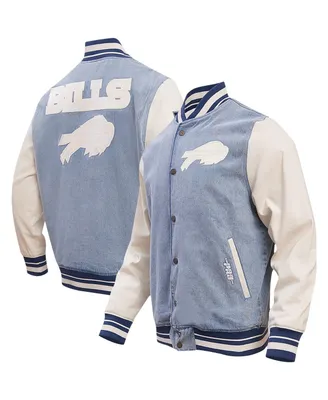 Men's Pro Standard Denim Distressed Buffalo Bills Varsity Blues Full-Snap Jacket