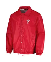 Men's Dunbrooke Red Philadelphia Phillies Coach's Raglan Full-Snap Windbreaker Jacket