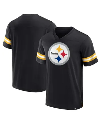 Men's Fanatics Black Pittsburgh Steelers Jersey Tackle V-Neck T-shirt