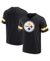 Men's Fanatics Black Pittsburgh Steelers Jersey Tackle V-Neck T-shirt