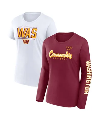 Women's Fanatics Burgundy, White Washington Commanders Two-Pack Combo Cheerleader T-shirt Set