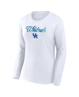 Women's Fanatics White Kentucky Wildcats Double Team Script Long Sleeve T-shirt