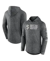 Men's Fanatics Heather Charcoal Seattle Kraken Stacked Long Sleeve Hoodie T-shirt