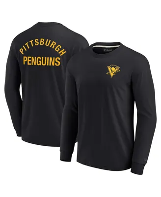 Men's and Women's Fanatics Signature Black Pittsburgh Penguins Super Soft Long Sleeve T-shirt