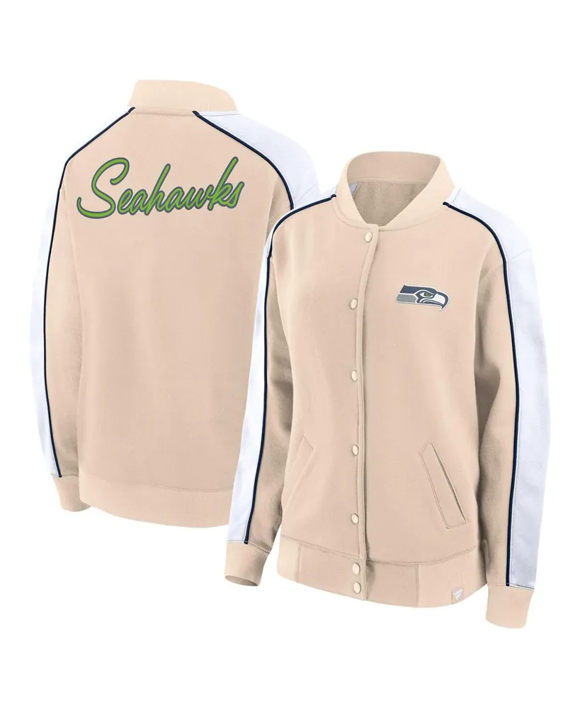 Women's Fanatics Tan Seattle Seahawks Lounge Full-Snap Varsity Jacket