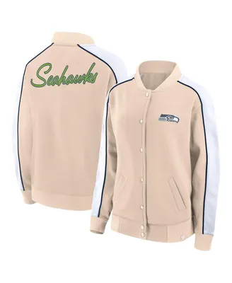 Women's Fanatics Tan Seattle Seahawks Lounge Full-Snap Varsity Jacket