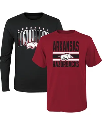 Big Boys Cardinal, Black Arkansas Razorbacks Fan Wave T-shirt Combo Pack