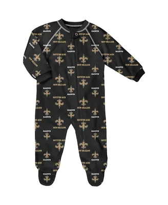 Infant Boys and Girls Black New Orleans Saints Allover Print Raglan Full-Zip Jumper