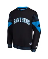 Men's Starter Black Carolina Panthers Face-Off Pullover Sweatshirt