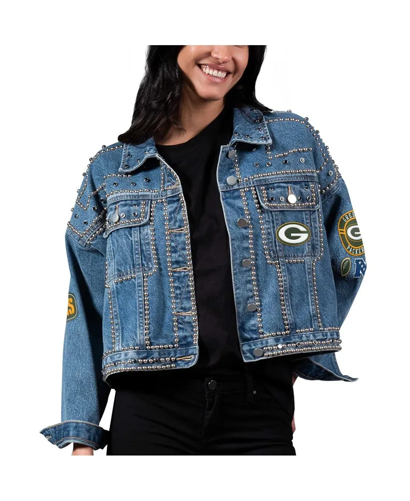 Women's G-iii 4Her by Carl Banks Green Bay Packers First Finish Medium Denim Full-Button Jacket