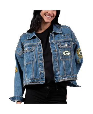 Women's G-iii 4Her by Carl Banks Green Bay Packers First Finish Medium Denim Full-Button Jacket