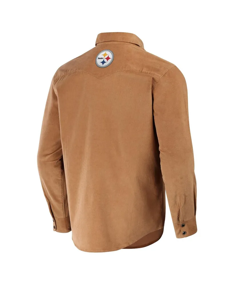 Men's Nfl x Darius Rucker Collection by Fanatics Tan Pittsburgh Steelers Western Full-Snap Shirt