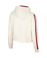 Women's Colosseum Cream Indiana Hoosiers Perfect Date Cropped Pullover Hoodie