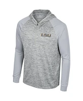 Men's Colosseum Gray Lsu Tigers Cybernetic Raglan Quarter-Zip Hooded Top