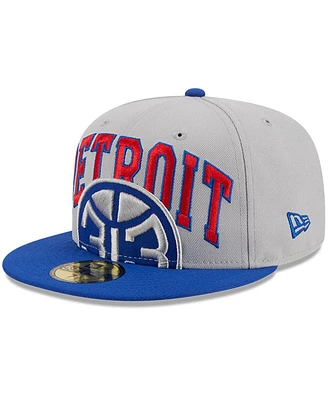 Men's New Era Gray, Blue Detroit Pistons Tip-Off Two-Tone 59FIFTY Fitted Hat