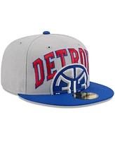 Men's New Era Gray, Blue Detroit Pistons Tip-Off Two-Tone 59FIFTY Fitted Hat