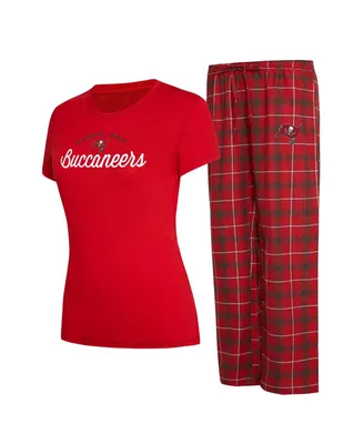 Women's Concepts Sport Red, Pewter Tampa Bay Buccaneers Arctic T-shirt and Flannel Pants Sleep Set