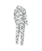 Men's Concepts Sport White Green Bay Packers Allover Print Docket Union Full-Zip Hooded Pajama Suit