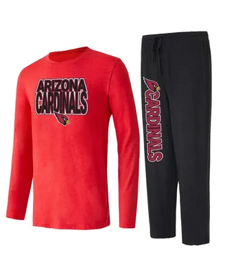 Men's Concepts Sport Black, Cardinal Arizona Cardinals Meter Long Sleeve T-shirt and Pants Sleep Set