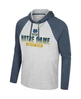 Men's Colosseum Heather Gray Notre Dame Fighting Irish Hasta La Vista Raglan Hoodie Long Sleeve T-shirt