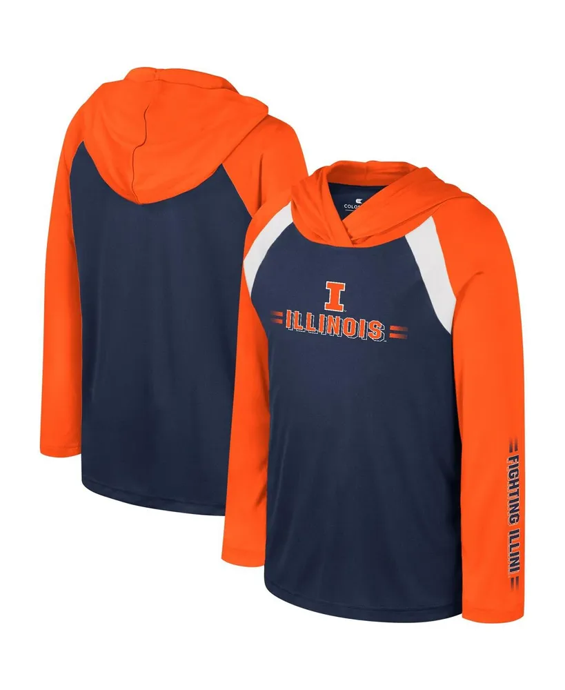 Big Boys Colosseum Navy Illinois Fighting Illini Eddie Multi-Hit Raglan Long Sleeve Hoodie T-shirt