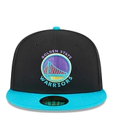 Men's New Era Black, Turquoise Golden State Warriors Arcade Scheme 59FIFTY Fitted Hat
