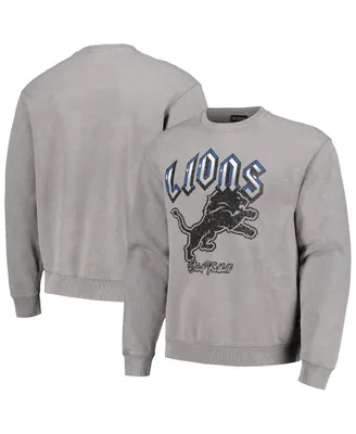 Men's and Women's The Wild Collective Gray Detroit Lions Distressed Pullover Sweatshirt