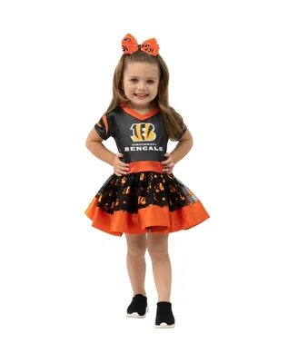 Girls Toddler Black Cincinnati Bengals Tutu Tailgate Game Day V-Neck Costume