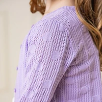 Hope & Henry Girls' Scallop Edge Mesh Dot Cardigan