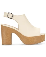 Sun + Stone Women's Jimmiee Peep Toe Block Heel Platform Shooties