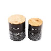 Country Living Pet Treat Storage Jars - Charcoal 2 (Pair)