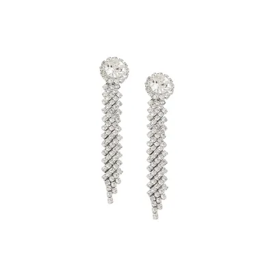 Sohi Women's Silver Circular Bling Drop Earrings