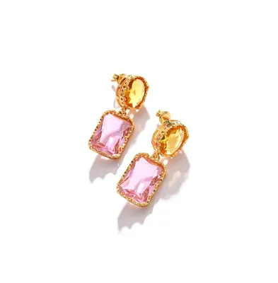 Sohi Women's Pink Stone Drop Earrings