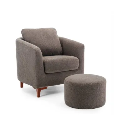 Sherpa Accent Chair with Ottoman