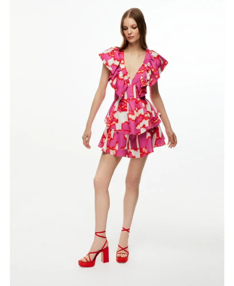 Women's Flowy Printed Mini Dress - Multi