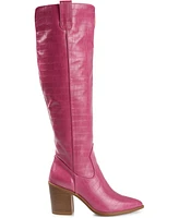 Journee Collection Women's Therese Wide Width Calf Block Heel Knee High Dress Boots