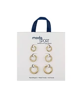 ModaSport Silver-Tone or Gold-Tone Stainless Steel Endless Hoop Earring Set